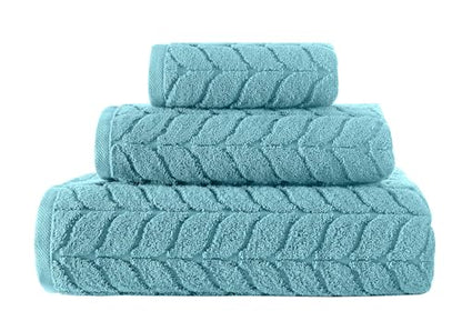 BAGNO MILANO Turkish Cotton Bath Towels, Hand Towels - Soft Plush Jacquard Collection - Highly Absorbent Towel Set (Aqua Green, 2 pcs Bath Towel Set) - color: Aqua Green, size: 2 pcs Bath Towel Set