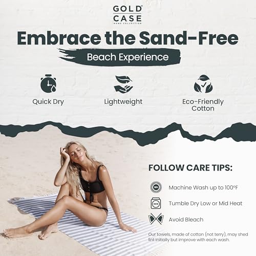 Gold CASE Turkish Beach Towel Set of 5 – 100% Cotton Beach Towels Oversized 70x38'' – MYRA Quick Dry Swim Towel – Lightweight Turkish Towels Set in Grey - color: Grey, size: Beach-Bath Towel Set of 5