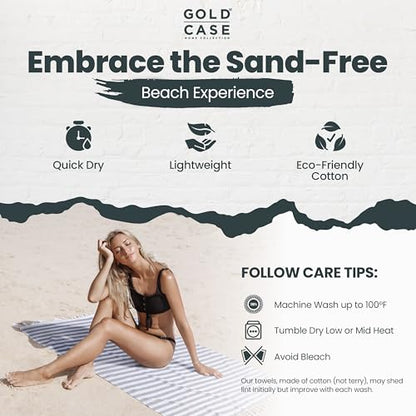 Gold CASE Turkish Beach Towel Set of 5 – 100% Cotton Beach Towels Oversized 70x38'' – MYRA Quick Dry Swim Towel – Lightweight Turkish Towels Set in Grey - color: Grey, size: Beach-Bath Towel Set of 5