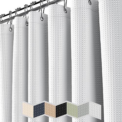 NEATERIZE Shower Curtain White - Hotel Style Shower Curtains for Bathroom with Waffle Design, 72x72 Inches - White Fabric Shower Curtain - Cortinas de Baño Elegantes - size: 72"W x 72"L (Pack of 1)