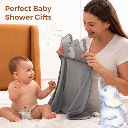 Momcozy Baby Towel, 5pcs Baby Bath Towel Set，Soft&Breathable，Elephant - color: Grey