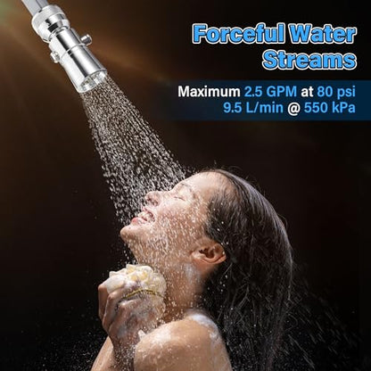 Enhon 2 Setting Spray Shower Head compatible with Delta 52652-PK, 2 Set | 2 Setting Full Spray & Pause, 2.5 GPM Brass Water Saving Shower Head, Stainless Steel Polished Chrome, 1" Diameter Spray Face