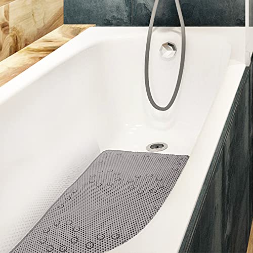 Shower and Bath Mat,Non-Slip Machine Washable and Extra Large Bathtub Mats with Drain Holes and Suction Cups Soft Foam Tub Mats-36” X 17”,Grey - color: Grey