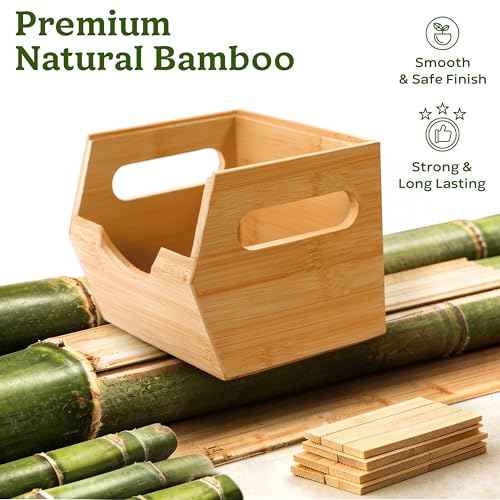 HOMESTEAD 3-Tier Bamboo Pantry Storage Bins – Stackable Potato & Onion Storage Bin with Handles, Fruit Basket & Produce Organizer for Kitchen Countertop, Pantry Organization, Set of 5 - size: 3-Tier ( 5 pack )