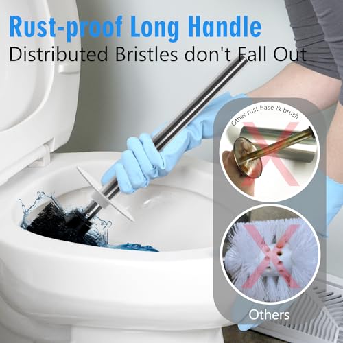Matt White Ceramic Toilet Brush and Holder Set | Durable Bristles Non Scratch Toilet, Long Stainless Steel Handle, Freestanding Toilet Bowl Cleaners Brush - color: Matt White, size: Set/1