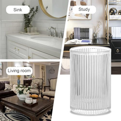 Toothbrush Holders for Bathrooms, 2pcs Clear Glass Toothbrush Holder, Bathroom Toothbrush Cup and Toothpaste Holder with Gold Divider, Tooth Brush and Toothpaste Organizer for Countertop - color: Clear Gold