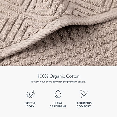 Texere 100% Organic Cotton Diamond Jacquard 700 GSM Luxury Bath Towel Sets - 2 Large Bath Towels, 2 Hand Towels, 2 Washcloths (Diamond, Oxford Tan, 6 Piece) - color: Oxford Tan (Diamond)
