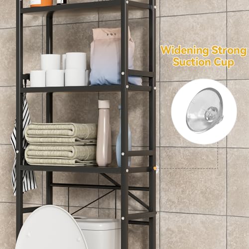 Over The Toilet Storage Carbon Steel, Bathroom Over Toilet Organizer Rack with Adjustable Shelf, 3-Tier Freestanding Above Toilet Shelf for Bathroom, Laundry, Space Saver,18.9"Wx7.9"D x65"H
