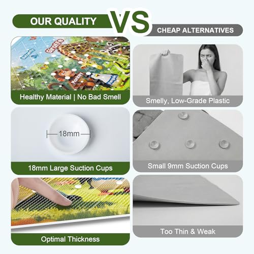 Bath Tub Mat Non Slip Bath Mat Shower Mat for Baby Adults, BPA Free Extra Long Bathtub Mat, 40x16 Inches Eco-Friendly Kids Bath Mats with Suction Cups and Drain Holes, Machine Washable,Animals - color: Education