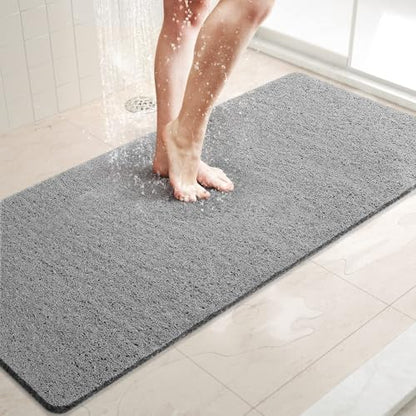 LuxStep Shower Mat Bathtub Mat Non-Slip Bath Mat with Drain, Quick Drying | 47x16 inch PVC Loofah Bathmat for Tub,Shower,Bathroom,Grey - color: Stylish Grey, size: 47" x 16" (Rectangular)