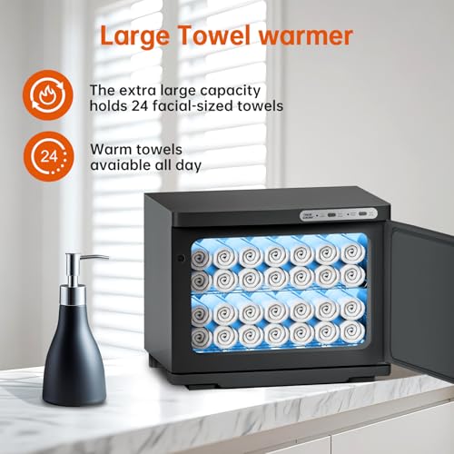 Hot Towel Warmer for Spa,2-in-1 Thermostatic Towel Heater,23L Large Capacity with Quick and All-Round Heating for Facial SPA,Beauty Salon,Esthetician and Bathroom Black - color: Black