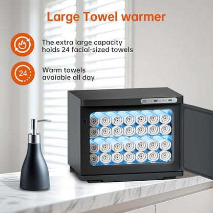 Hot Towel Warmer for Spa,2-in-1 Thermostatic Towel Heater,23L Large Capacity with Quick and All-Round Heating for Facial SPA,Beauty Salon,Esthetician and Bathroom Black - color: Black