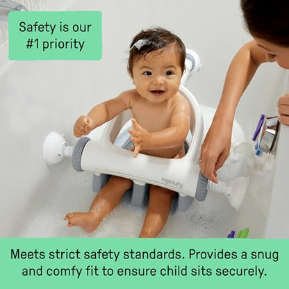 Ingenuity My Bath Seat for Sit-Up Baby Bathing, Sure & Secure Suction Cups, ASTM Safety Tested & Approved, Backrest for Assisted Sitting, Easy Setup & Storage, Gray - color: Gray