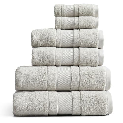 Luxury 100% Cotton Bath Towels Set | 6-Piece Set | Grey | 700 GSM | Premium Bath Towels | Ultra Soft Thick Plush & Highly Absorbent | Luxury Hotel & Spa Bathroom Towels - color: High Rise Grey, size: 6 Piece Set