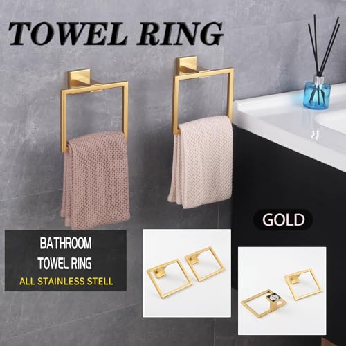 GERZWY Bathroom Hand Towel Holder Gold Stainless Steel Towel Ring for Bath Kitchen Garage Heavy Duty Wall Mounted JG1916-2BE - color: Gold