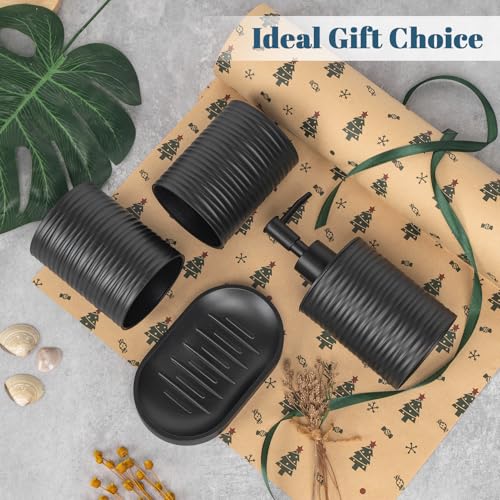 Plastic Bathroom Accessories Set,Black Bathroom Accessory Set Includes Liquid Soap Dispenser with Rust-Proof Plastic Pump,Bathroom Cup,Soap Dish for Modern Home Apartment - color: Black