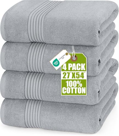 Utopia Towels Luxurious Bath Towels Set, 27x54 in, 4 Pack, Soft, Cool Grey | Soft Luxurious Ring Spun Cotton Bath Towels - Lightweight, Highly Absorbent, Quick-Drying, Ideal for Daily Use - color: Cool Grey