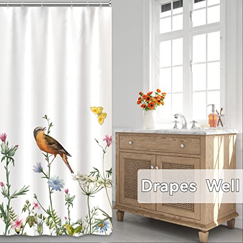 AWERT Small Half Size Stall Shower Curtain with Hooks Shower Stall Curtain 48 x 72 Funny Bird for Bathroom/RV and Camper - color: Bird, size: 48"W x 72"L (Pack of 1)