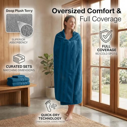 RIVERSIDE Pack of 2 Extra Large Bath Sheets 35 x 70 Inches, 100% Ring Spun Cotton, Hotel Quality, Oversized Bath Towels, Super Soft, Highly Absorbent & Quicker to Dry, Blue Opal - color: Blue Opal, size: Bath Sheets (PK 2)