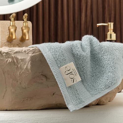 SOFE H&L | Olea Luxury Turkish Cotton Hand Towels Set of 4 Light Blue | Premium, Soft, Durable, Absorbent | Hotel Quality Plush Towels and Thick Towel Sets - color: Light Blue, size: Set of 4 (4 Hand Towels)