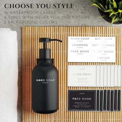 Shower Shampoo Dispenser Wall Mounted – Refillable 16.9 oz Black Bottle with Stainless Steel Pump & No-Drill Adhesive Holder – Soap Dispenser for Bathroom (1 X Black) - color: 1 X Black