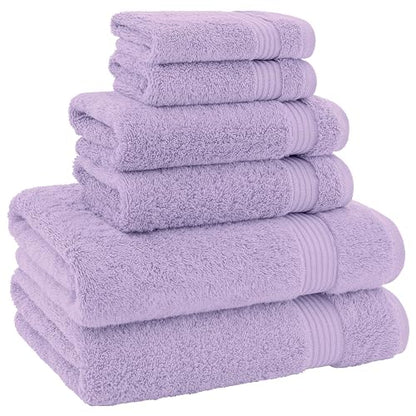 American Veteran Towel, 100% Cotton Turkish 6 Piece Towel Set, Luxury Towels Set of 6 for Bathroom Essentials, 2 Bath Towel 2 Hand Towel 2 Washcloth, Lilac - color: Lilac, size: XL 6PC