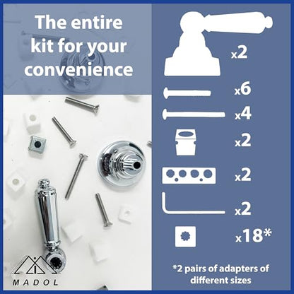 MI MADOL IMPORTS, LLC MADOL Lever Handle Adapter, Universal Cavity, Fits Most Bathroom Faucets, Chrome, Set of Two, ADA Compliant
