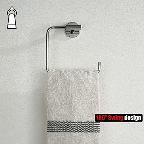 JQK Chrome Towel Ring, Stainless Steel Square Ring Towel Holder for Bathroom, 6 Inch Matte Black Wall Mount, TR140-CH - color: Chrome