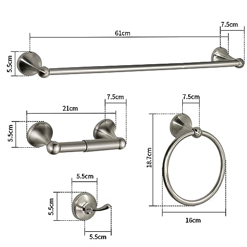 8 Pieces Bathroom Hardware Set Brushed Nickel Adjustable Expandable Towel Bars Towel Ring Wall Mount Toilet Paper Holder Towel Hooks Towel Racks Hand Towel Holder Bathroom Accessory Set - color: 8 Pcs Brushed Nickel