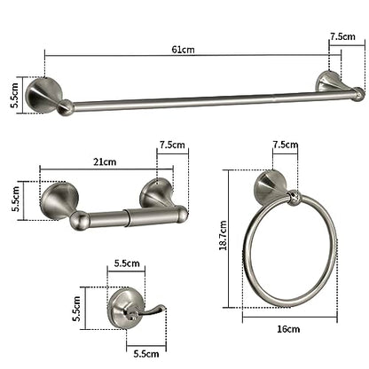 8 Pieces Bathroom Hardware Set Brushed Nickel Adjustable Expandable Towel Bars Towel Ring Wall Mount Toilet Paper Holder Towel Hooks Towel Racks Hand Towel Holder Bathroom Accessory Set - color: 8 Pcs Brushed Nickel