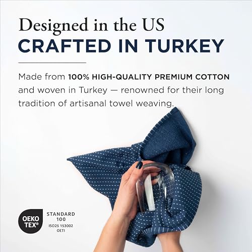 Thyme and Sage 100% Cotton Turkish Kitchen Hand Towels, Blueberry, 8 Pack | Premium Materials, 16"x26", Made in Turkey, Ultra Absorbent, 350 GSM - color: Blueberry, size: Pack of 8