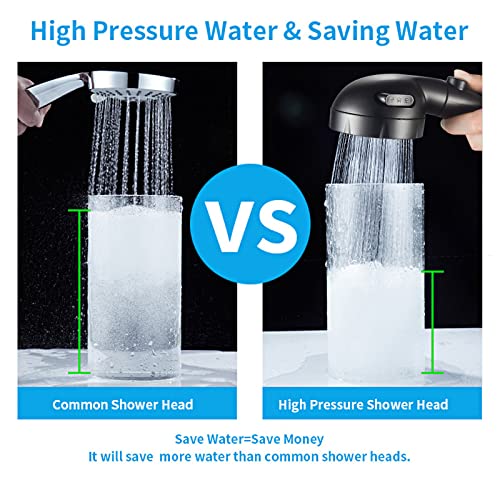 RV & Camper High Pressure Handheld Shower Head with Pause Button | 3 Spray Modes with ON/OFF Switch, Detachable Dog Shower Attachment, Pet Shower Wand with Bracket & Hose, Matte Black - color: Black