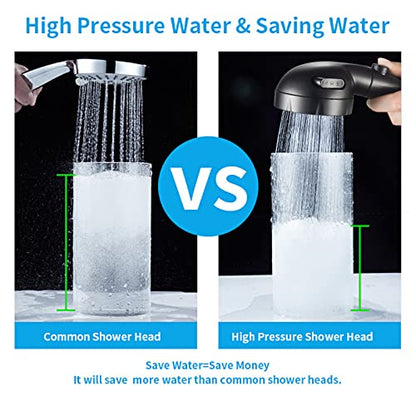 RV & Camper High Pressure Handheld Shower Head with Pause Button | 3 Spray Modes with ON/OFF Switch, Detachable Dog Shower Attachment, Pet Shower Wand with Bracket & Hose, Matte Black - color: Black