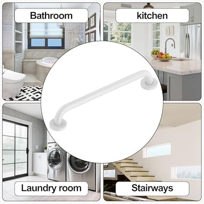 16 Inch Grab Bar 304 Stainless Steel Anti-Slip Bathroom Safety Handrail Wall Mount Assist Grip for Elderly Handicap Bathtub Shower Toilet, GB-4023-WH, White - color: White