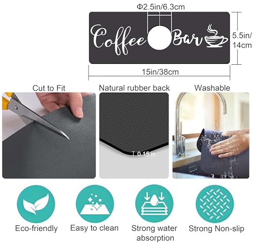 Kitchen Sink Splash Guard Faucet Mat -1 PC Super Absorbent Fast Drying Mat Sink Gadgets-Splash Guard Behind Faucet Drip Catcher for Kitchen, Bathroom,Sink Mat, Dish Drying Mat, Bathroom(15" X 5.5" ) - color: Gray
