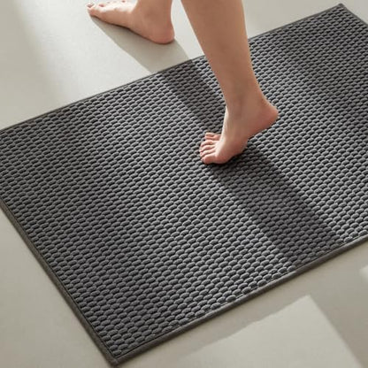TYUU Bathroom Rugs Non Slip Washable, Super Absorbent Thin Bath Mat Quick Dry Low Pile Bathroom Rug, Dark Grey 24"x36" - color: Dark Grey, size: 2' X 3' (Rectangular)