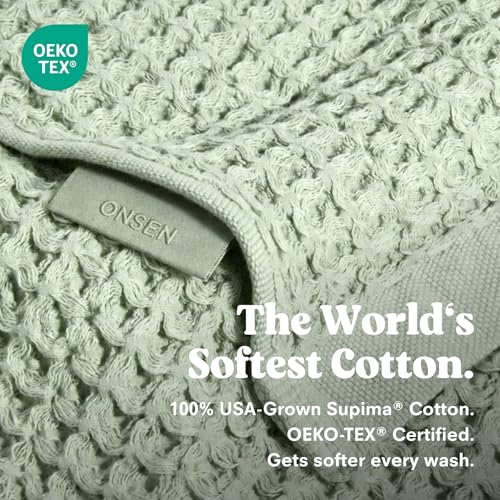 ONSEN Supima® Waffle Hand Towels, Quick Dry Lint Free 100% USA Cotton, Lightweight Absorbent Hand Towel Set, 16x30 in (Sage Green, Hand Towel 2-Pack) - color: Sage Green, size: Hand Towel 2-Pack