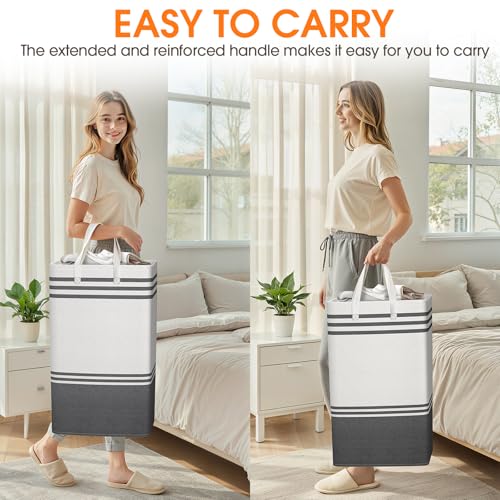 4 Pack Large Laundry Baskets, Laundry Hampers, Freestanding Waterproof Collapsible Clothes Bag with Extended & Reinforced Handles - Clothes Basket for Dorm, Bathroom, Home (88L) - size: 4 x 88L