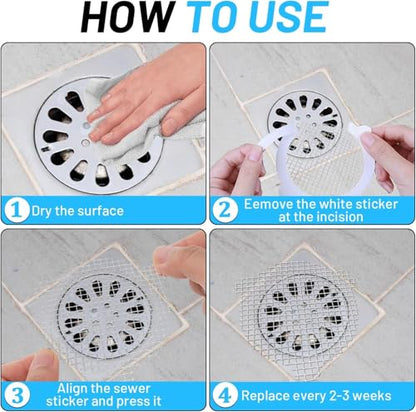 Disposable Shower Drain Hair Catcher, 3.54 Inches Round, 25 PCS | Stickers for Bath & Kitchen, For Human & Pet Hair, Mesh for Bathtub & Laundry, Drain Cover - size: Round - 25 Packs