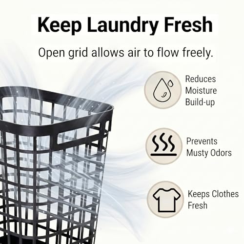 Heavy Duty Rolling Laundry Hamper with Wheels - 2.6 Bushel (90L+) Large Plastic Laundry Basket, Tall Ventilated Dirty Clothes Organizer for Bedroom, Bathroom & Dorm Room, No Assembly Required (Black) - size: Black