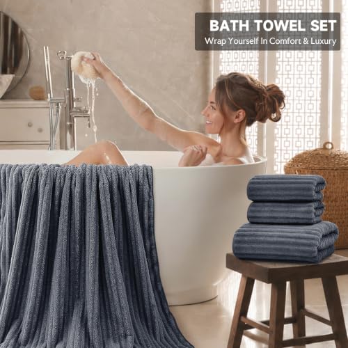 Extra Large Bath Towel Set 10 Piece, XL Bath Towels 35"x67" Oversized Bath Sheets, 280 GSM Microfiber Quick Dry Absorbent Towels, 5 Bath Sheets & 5 Hand Towels (Dark Gray) - color: Dark Gray, size: Bath towel 35" x 67"+hand towel 30"x13"