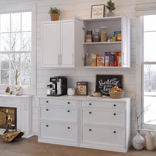 Laundry Room Cabinet 30’’x12’’x32’’, Kitchen Cabinet Wall Cabinets with Adjustable Shelves, Wall Cabinet Storage, Utility Cabinets for Laundry Room, White Wall Cabinet with Shaker Door, White - size: 30'' W