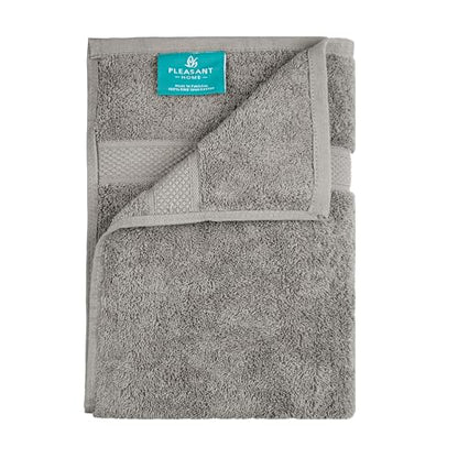 Pleasant Home Bath Towels Set of 6 (24” x 50”) 100% Cotton, Gray | 515 GSM | Lightweight, Soft & Highly Absorbent Luxury Towels for Bathroom | for Gym, Pool & Spa - color: Grey