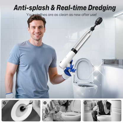 Electric Toilet Plungers for Bathroom,4 in 1 Toilet Unclogger,Auto-inflation Toilet Plunger Clog Remover Get Instant Result,High Pressure Toilet Plunger Heavy Duty for Washbasin,Sinks,Drain-White - color: White