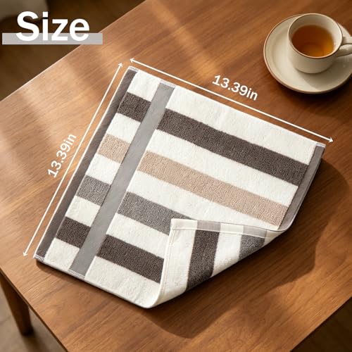 12 Pack Striped Wash Cloths, 13.4” x 13.4”inches 100% Cotton Absorbent Soft Wash Cloths for Showering Bathroom, Kitchen, Gym, Face - 6 Colors