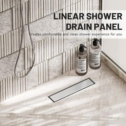 Brushed Nickel Linear Shower Drain,12 inch with Insert Grate | Stainless Steel,Rust and corrosion resistant,Fast drainage,Reduce standing shower water,Blocks odors insects,Prevent clogs - size: 12 Inch