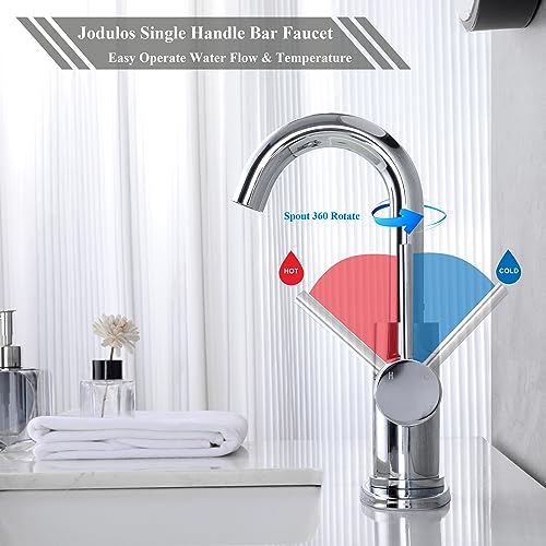 Chrome Bar Sink Faucet, Single Handle Single Hole Prep Sink Faucet, Lead-Free Stainless Steel with cUPC Certified Supply Lines, for Kitchen Bar RV Bathroom JU1100-CP - color: Chrome