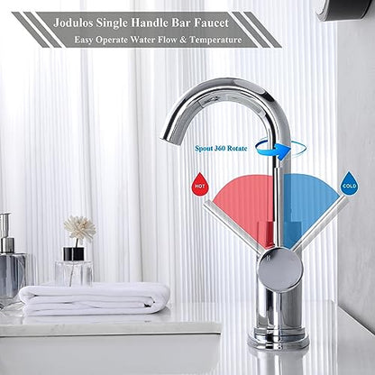 Chrome Bar Sink Faucet, Single Handle Single Hole Prep Sink Faucet, Lead-Free Stainless Steel with cUPC Certified Supply Lines, for Kitchen Bar RV Bathroom JU1100-CP - color: Chrome