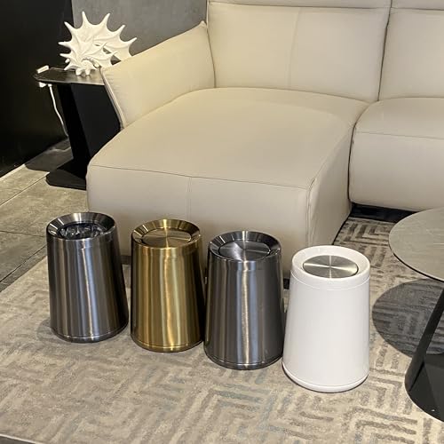 10L / 2.6Gal Small Bathroom Trash Can, Silver Waste Basket - color: silver