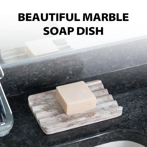 Karibiber Marble Soap Holder, Soap Dish for Shower, Bathroom, Kitchen, Multi-Function Soap Saver, Soap Saver with Water Ripple Design, Soap Tray for Bar Soap(Palissandro Classico) - color: Palissandro Classico
